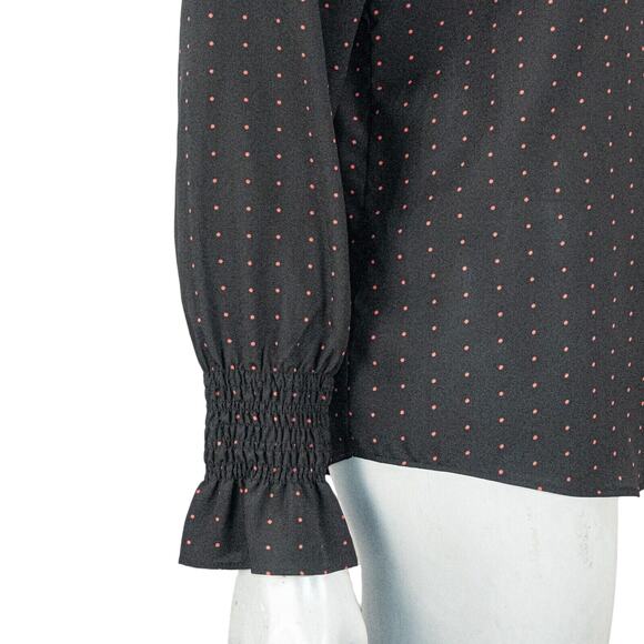 The KOOPLES Black Polka Dot Print Blouse tighten cuffs size Medium - Picture 11 of 12